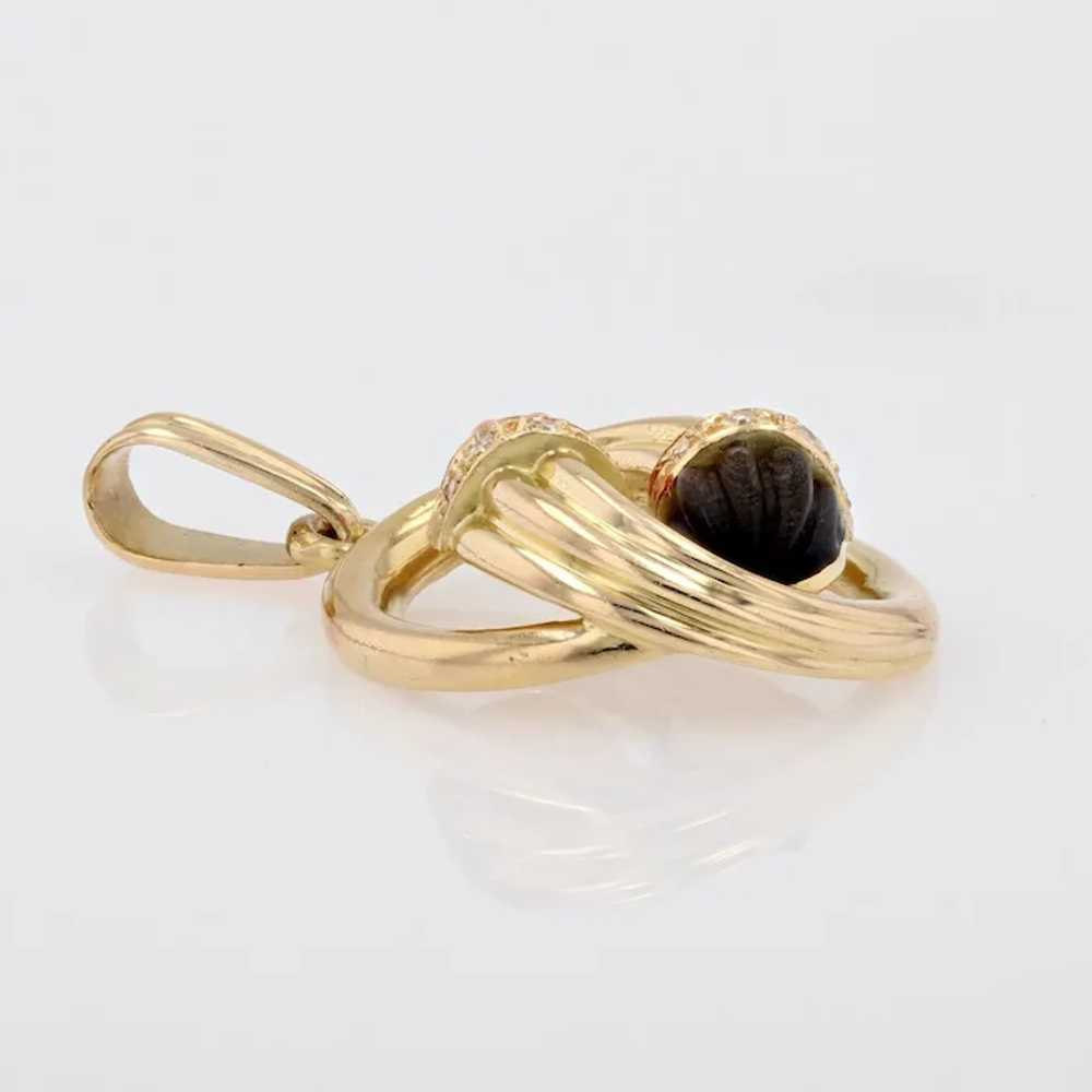 French 1980s Diamonds Coral Ebony 18 Karat Yellow… - image 3