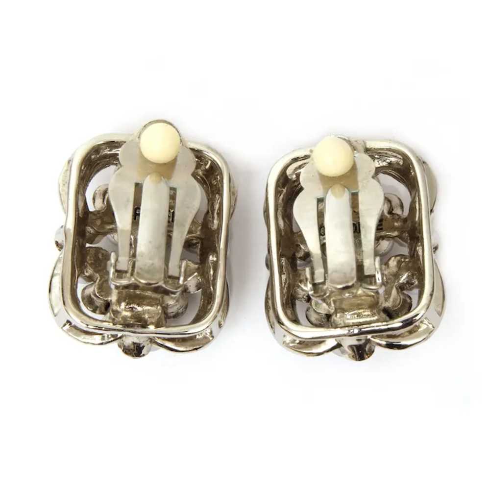 Carolee Clip On Earrings Silver Tone with Gray Pe… - image 5