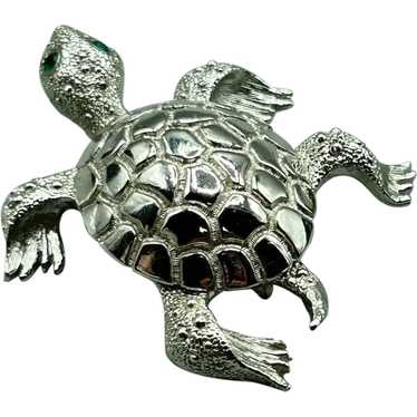 Vintage Silver Tone Turtle Pin Brooch Animal Figu… - image 1