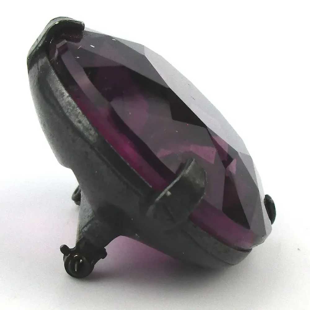 Odd Old Knob Pin Gunmetal Gray w/ Huge Purple Sto… - image 2