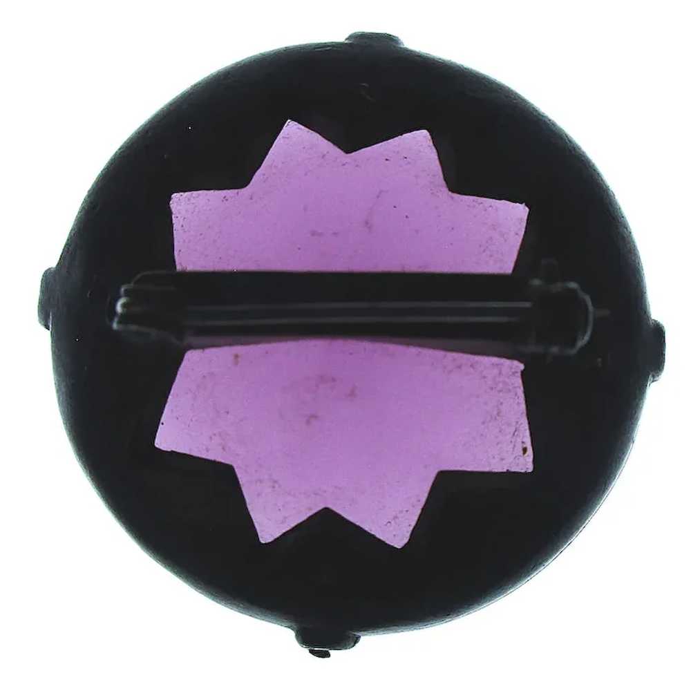 Odd Old Knob Pin Gunmetal Gray w/ Huge Purple Sto… - image 3