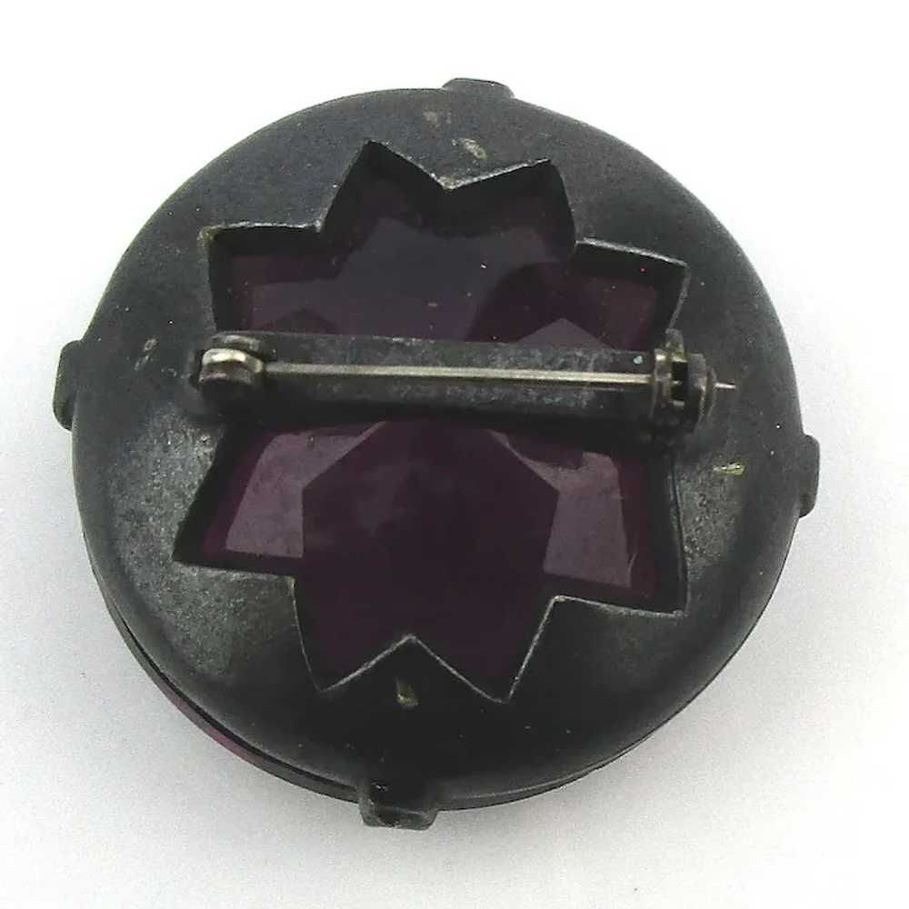 Odd Old Knob Pin Gunmetal Gray w/ Huge Purple Sto… - image 5