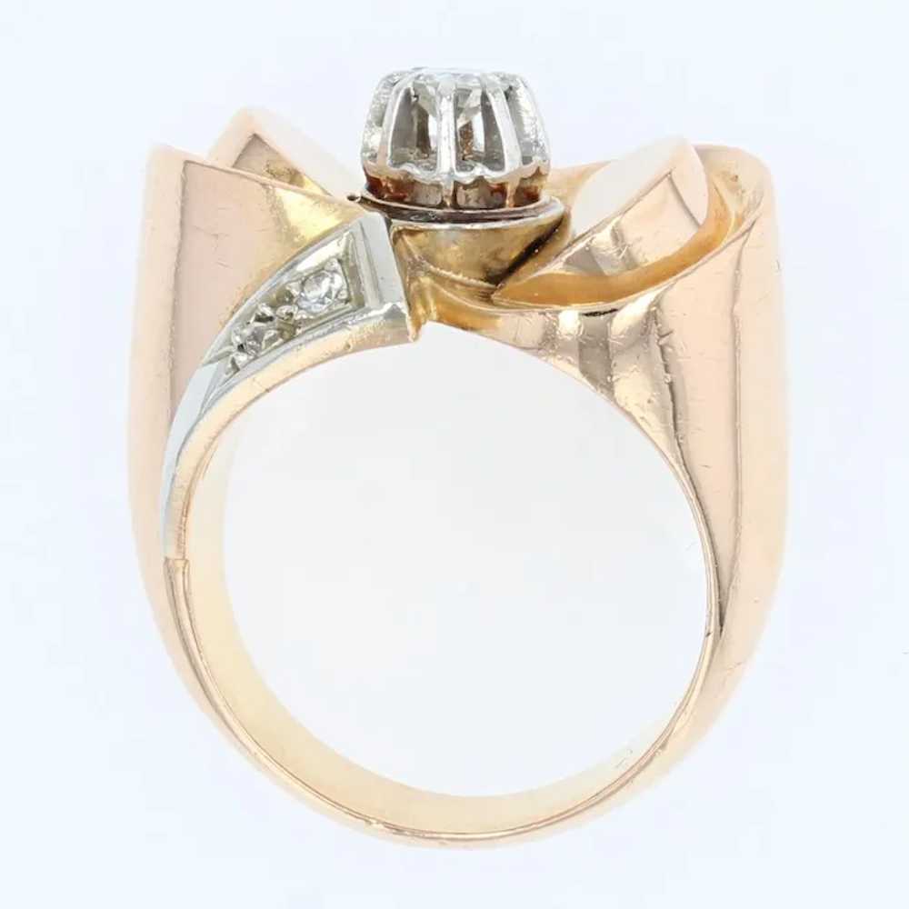 French 1940s Diamond 18 Karat Rose Gold Retro Kno… - image 10