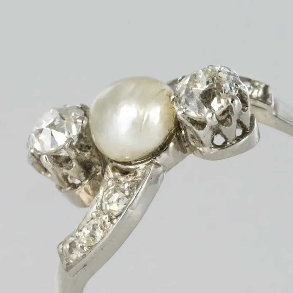 1900s French Natural Pearl Diamonds 18 Karat Gold… - image 10