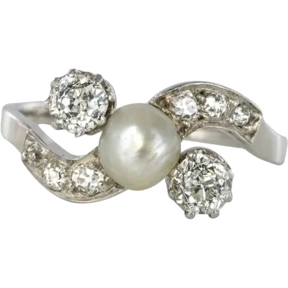 1900s French Natural Pearl Diamonds 18 Karat Gold… - image 1