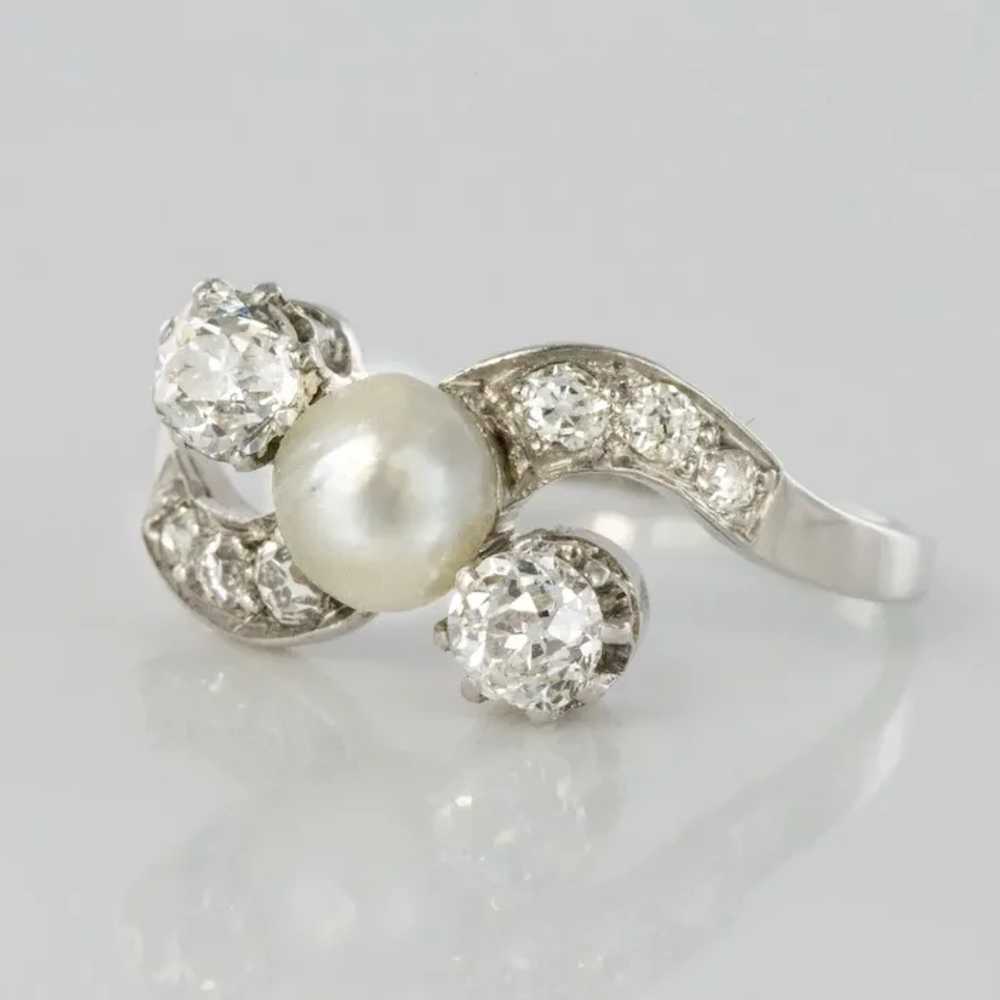 1900s French Natural Pearl Diamonds 18 Karat Gold… - image 3