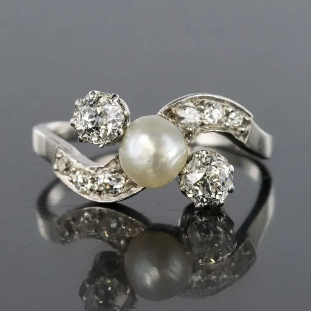 1900s French Natural Pearl Diamonds 18 Karat Gold… - image 4