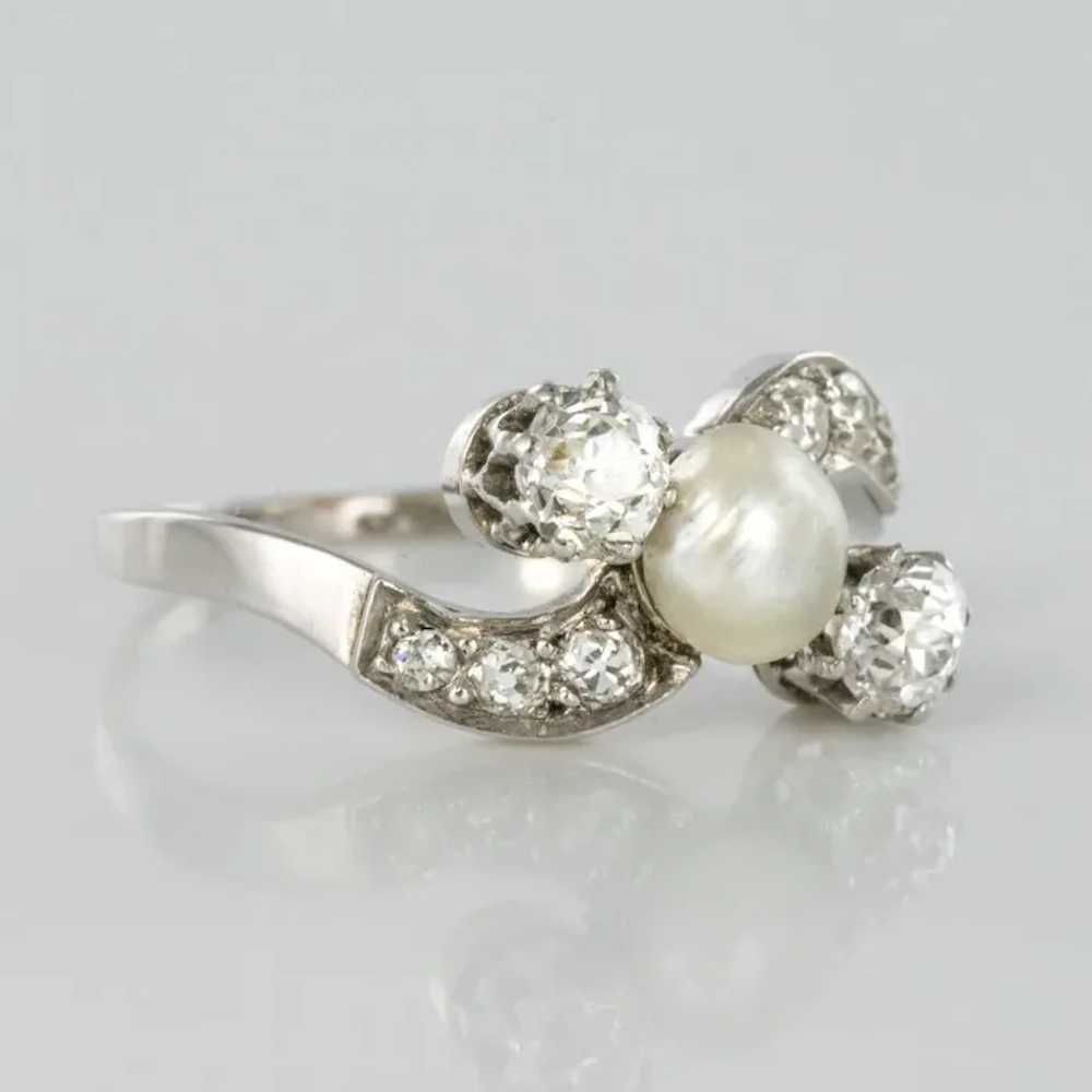 1900s French Natural Pearl Diamonds 18 Karat Gold… - image 7