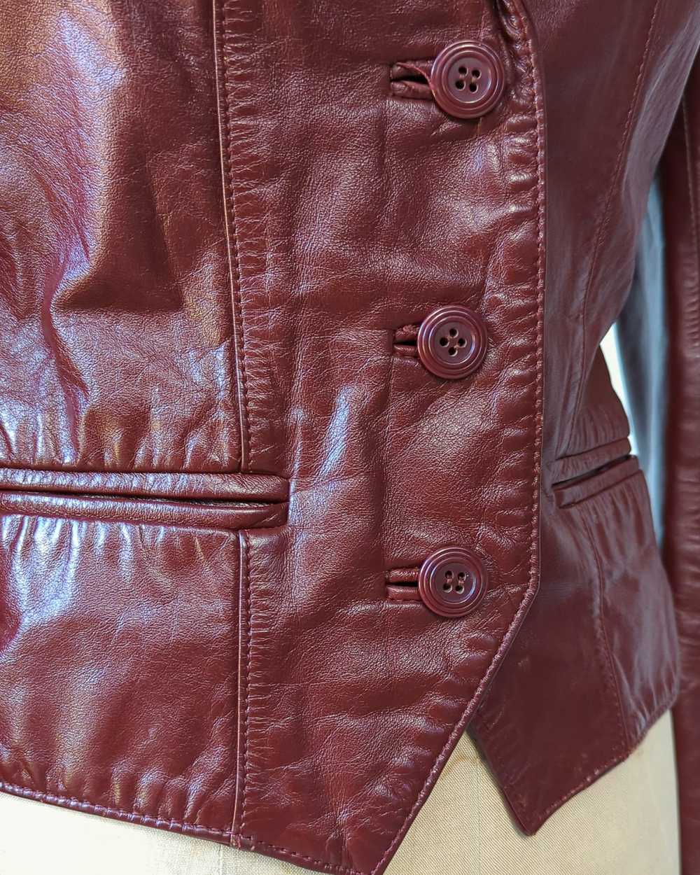 70s Oxblood Cropped Leather Jacket - image 2