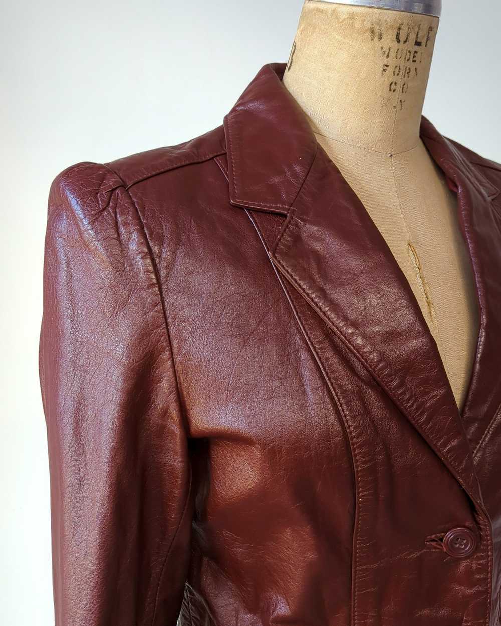 70s Oxblood Cropped Leather Jacket - image 3