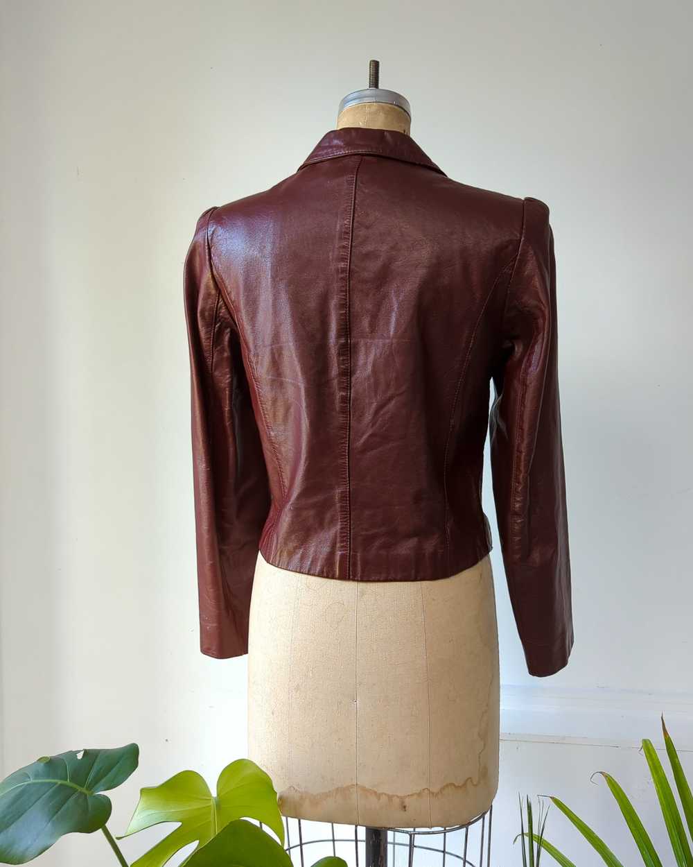 70s Oxblood Cropped Leather Jacket - image 5