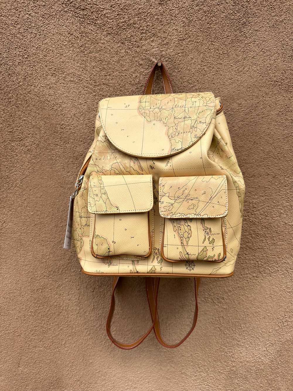 Faux Pebble Grain Leather Map Backpack - image 1