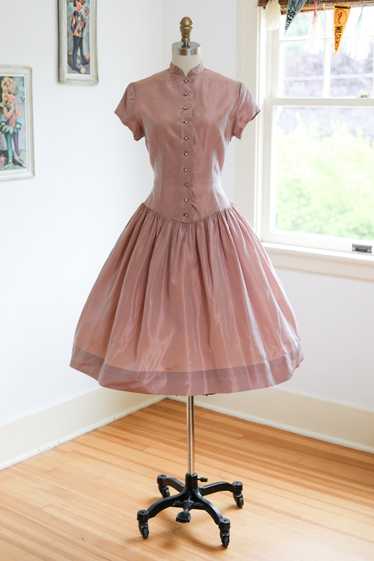 Vintage 1950s Party Dress - Darling Rose Pink Shar