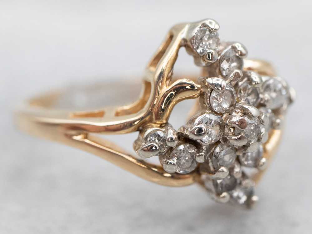 Vintage Two Tone Gold Diamond Cluster Ring - image 1