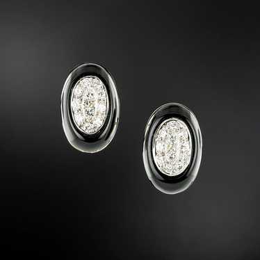 Late-20th Century Onyx and Diamond Stud Earrings