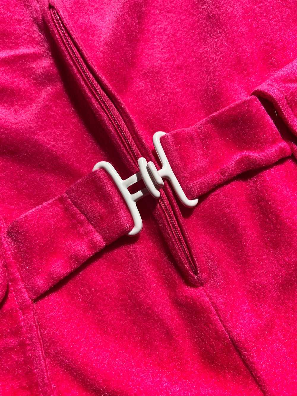 60’s Hot Pink Velveteen Zip Up Mod Romper - image 6