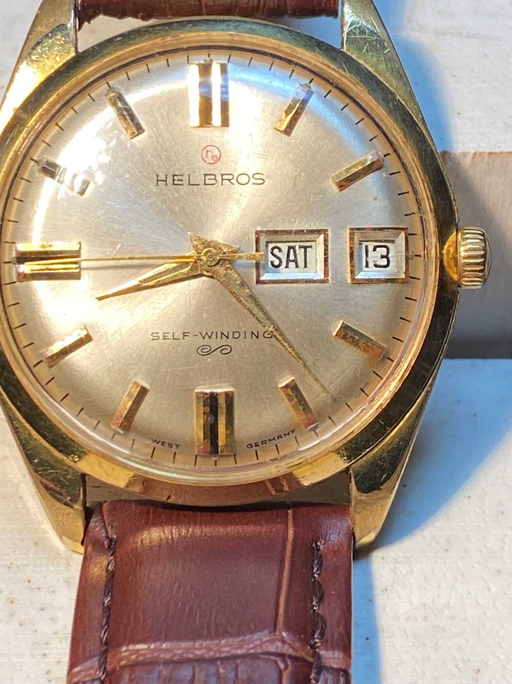 1960’s Helbros Self Winding Day Date Gents Dress … - image 2