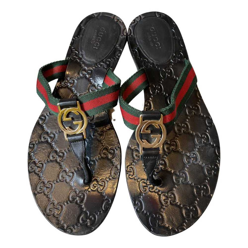 Gucci Double G leather flip flops - Gem