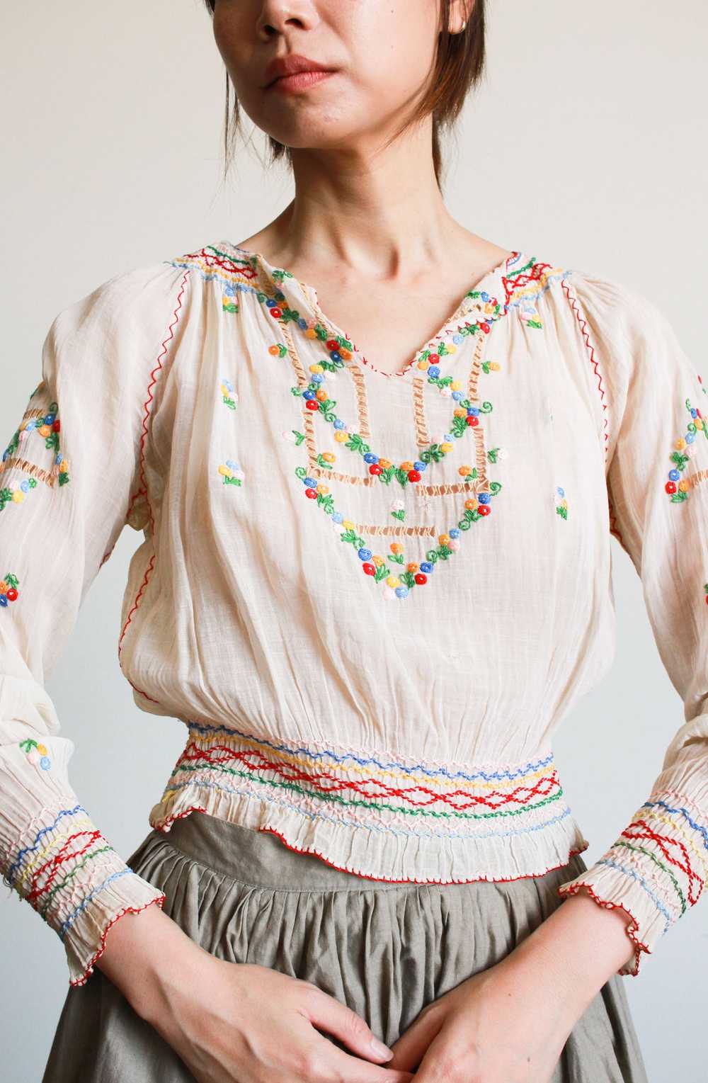1930s Hungarian Embroidered Long Sleeve Peasant B… - image 1