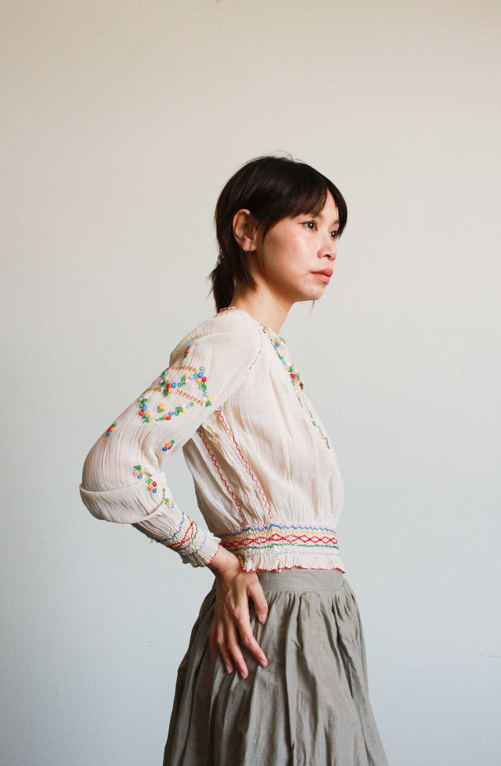 1930s Hungarian Embroidered Long Sleeve Peasant B… - image 8