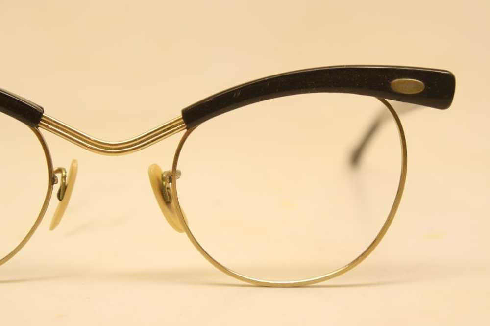Unused Black Gold Vintage Cat Eye Glasses - image 3
