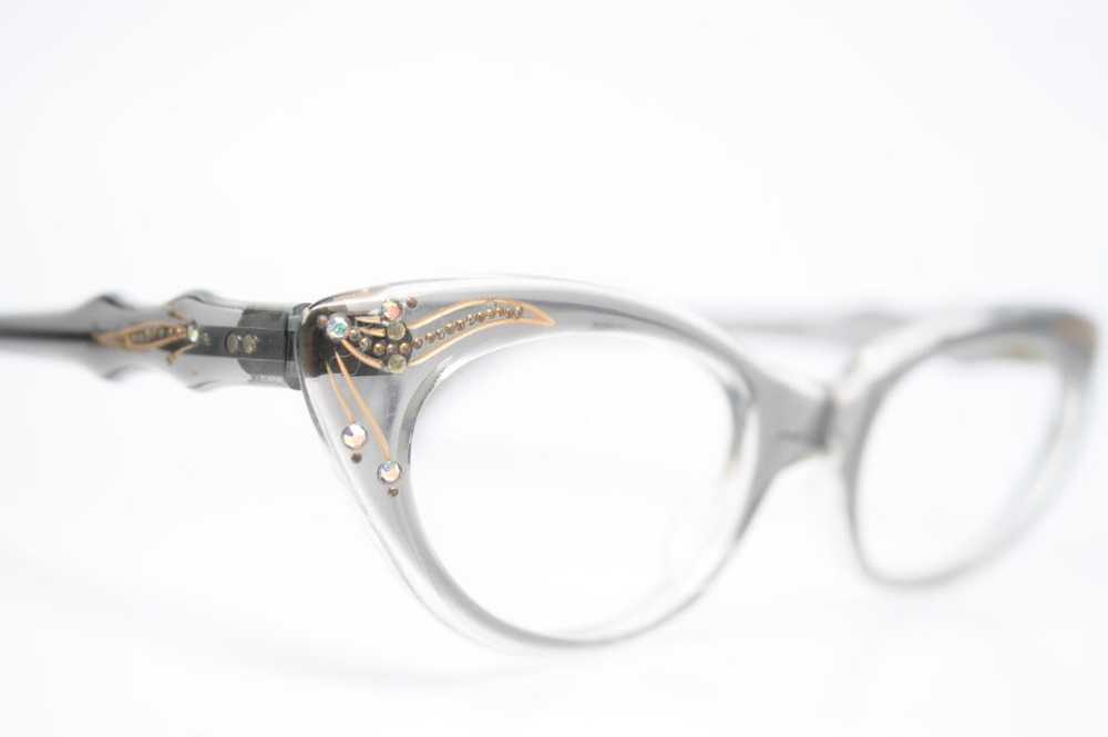 Unused Gray Rhinestone Cat Eye Glasses - image 3