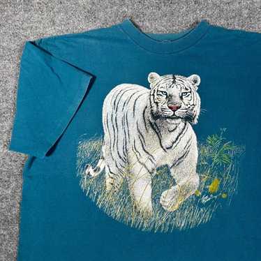 Animal Tee × Hanes × Vintage Vintage 90s Tiger An… - image 1