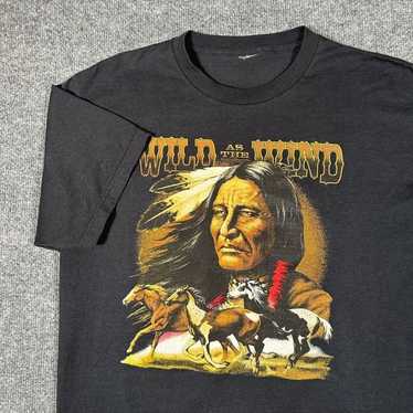 Hanes Vintage Y2K Indian Art T Shirt Wild Wind Pr… - image 1