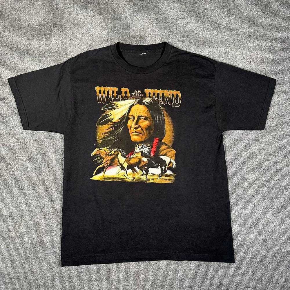 Hanes Vintage Y2K Indian Art T Shirt Wild Wind Pr… - image 2