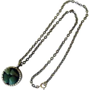 Jorgen Jensen Pewter and Green Agate Necklace