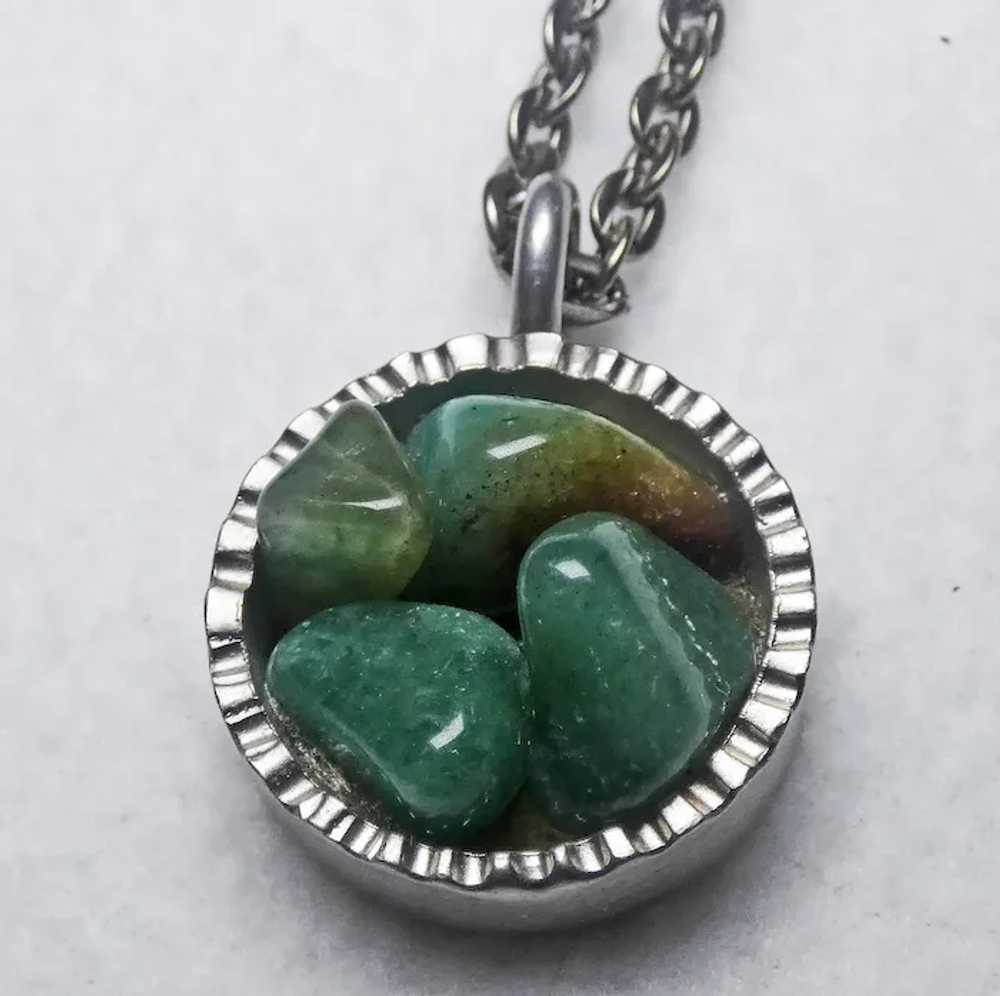 Jorgen Jensen Pewter and Green Agate Necklace - image 3