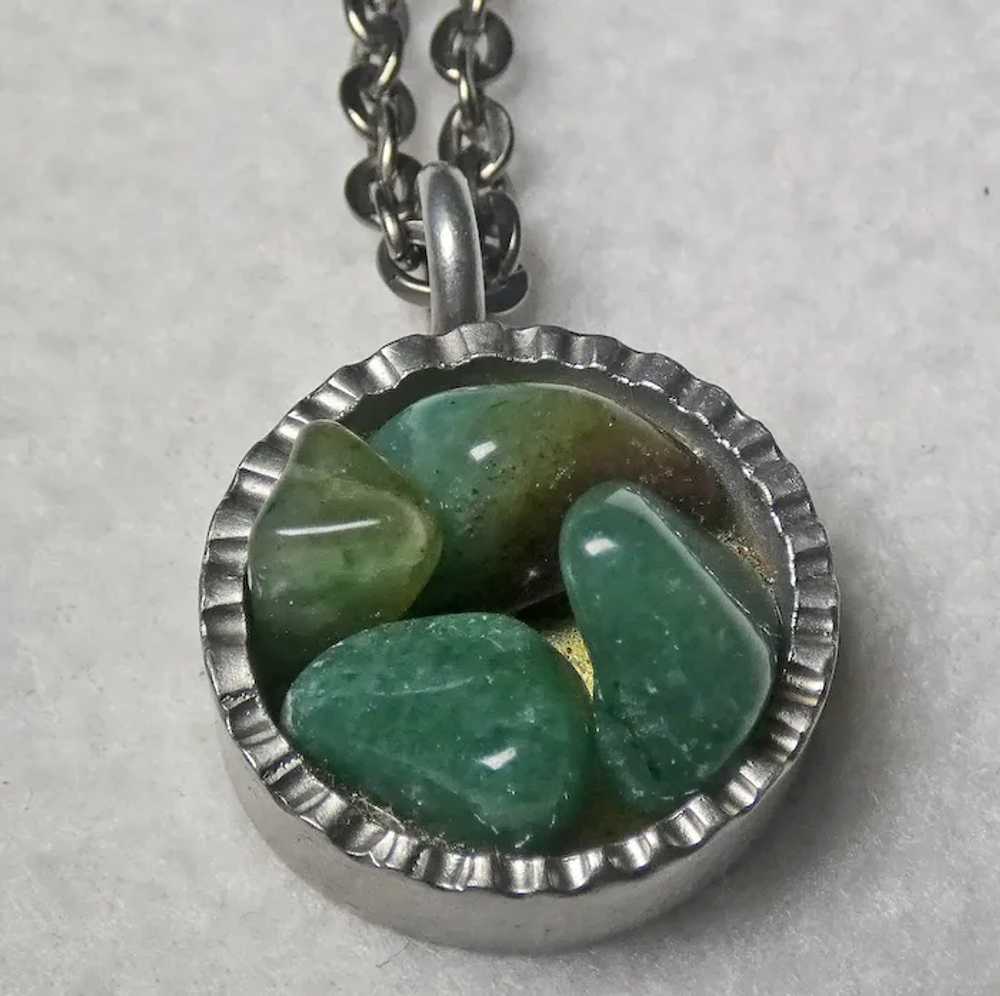 Jorgen Jensen Pewter and Green Agate Necklace - image 4