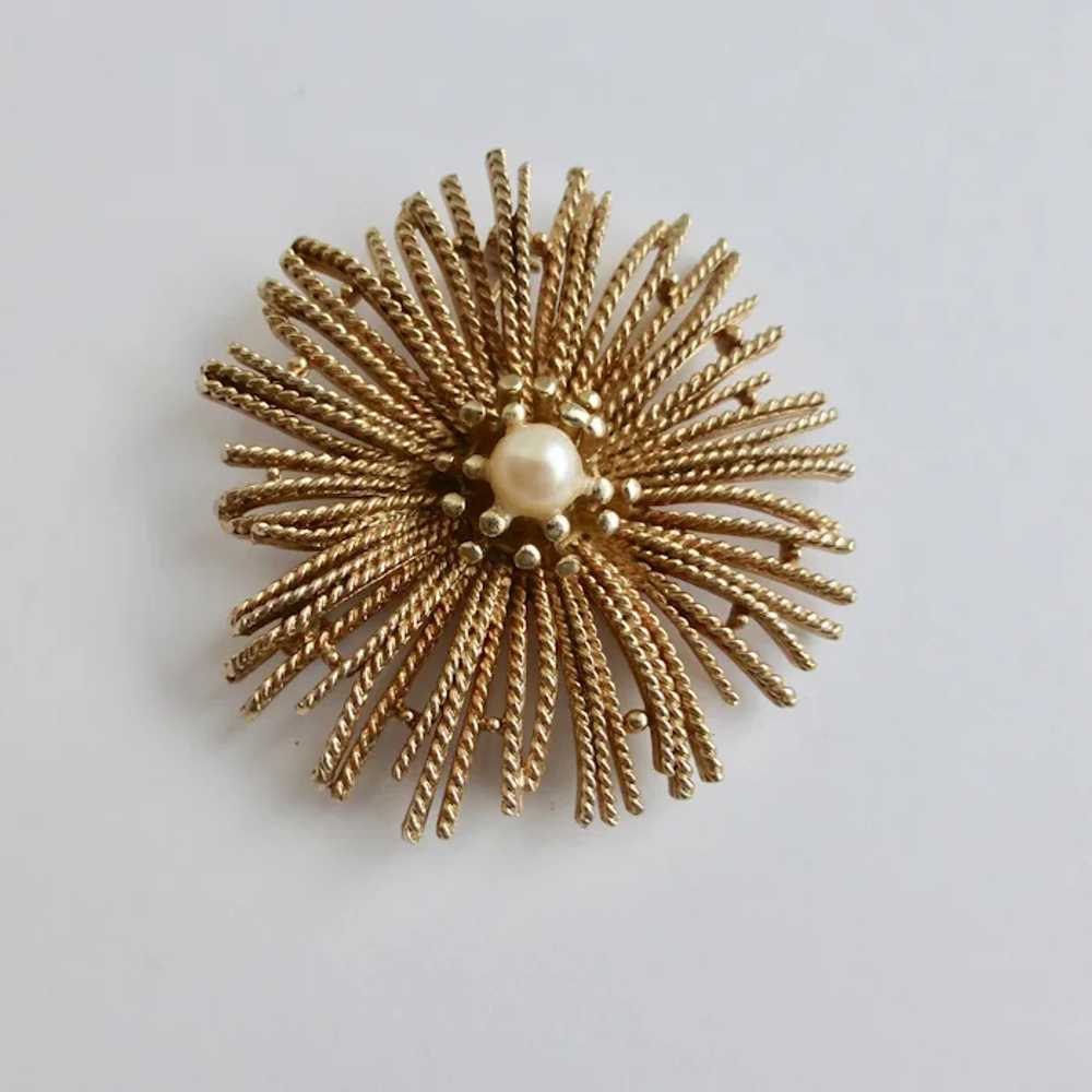 CAPRI Gold tone Starburst "Fireworks" Brooch Pin … - image 3