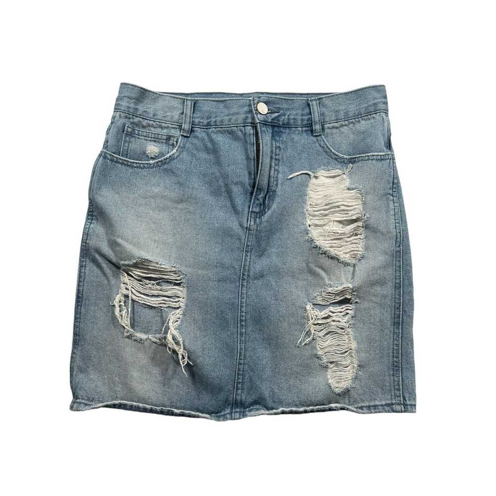 Forever 21 Forever 21 Faded Distressed Denim Skir… - image 1