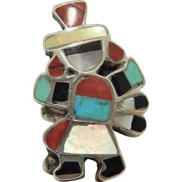 Vintage Zuni Ernest Zunie Sterling Silver Turquoi… - image 1