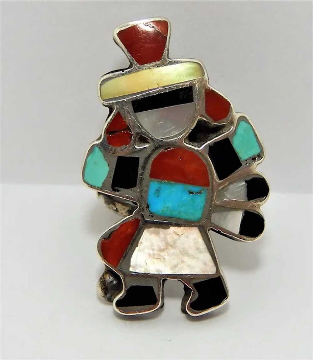 Vintage Zuni Ernest Zunie Sterling Silver Turquoi… - image 2