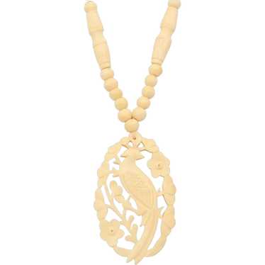 Necklace Hand Carved Bone Bird Pendant - image 1