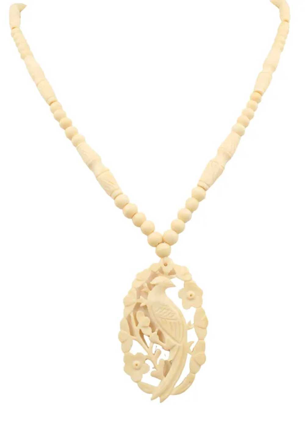 Necklace Hand Carved Bone Bird Pendant - image 3