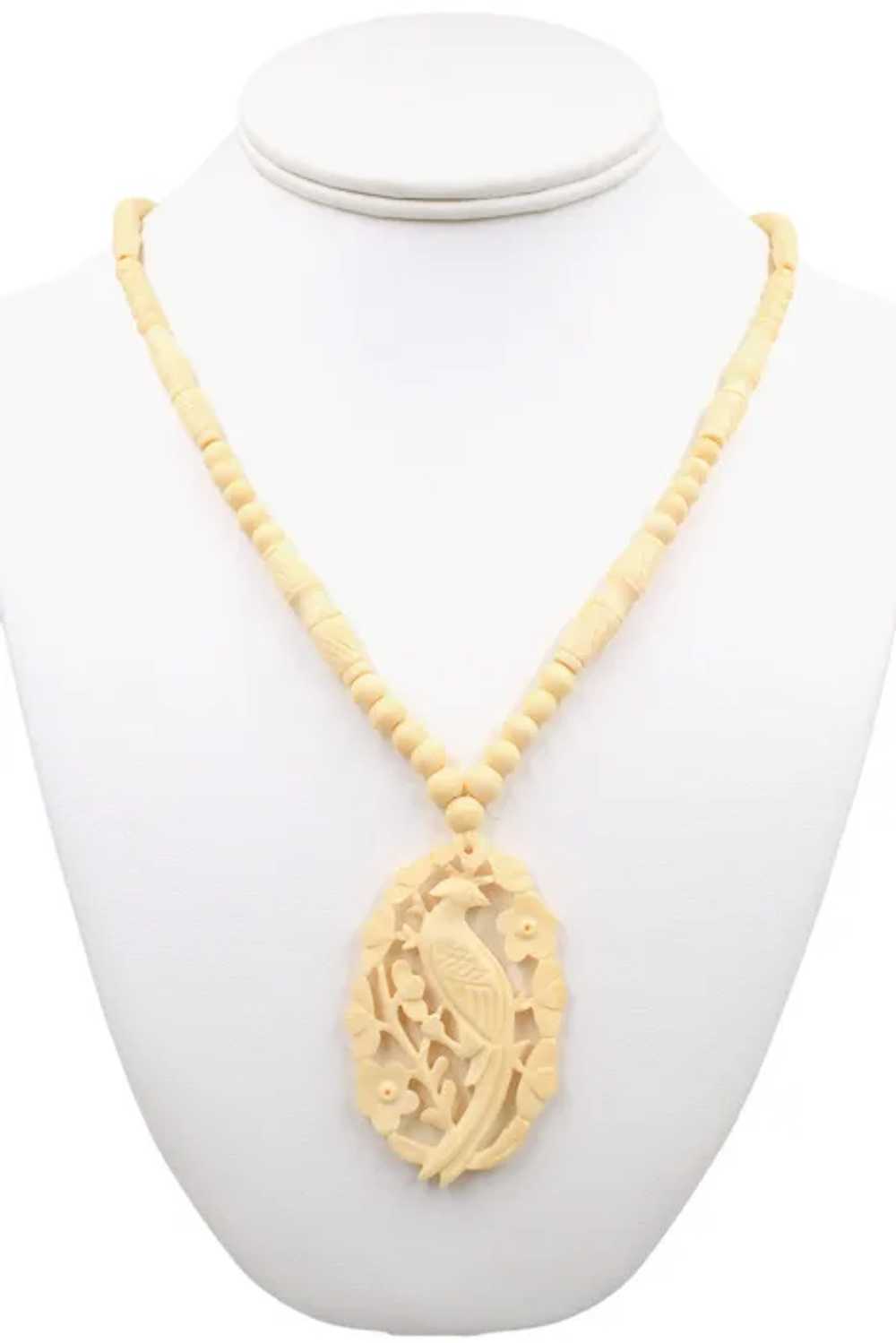 Necklace Hand Carved Bone Bird Pendant - image 4