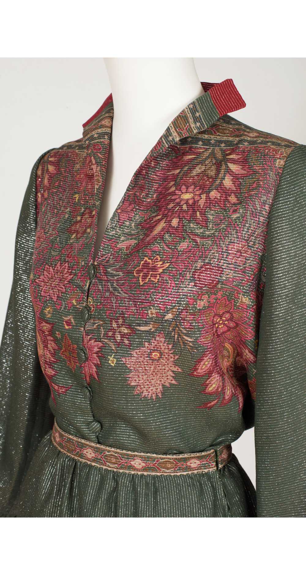 Lancetti 1970s Green Floral Lurex Wool Blouse & S… - image 4