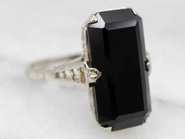 Antique Art Deco Black Onyx Ring - image 1