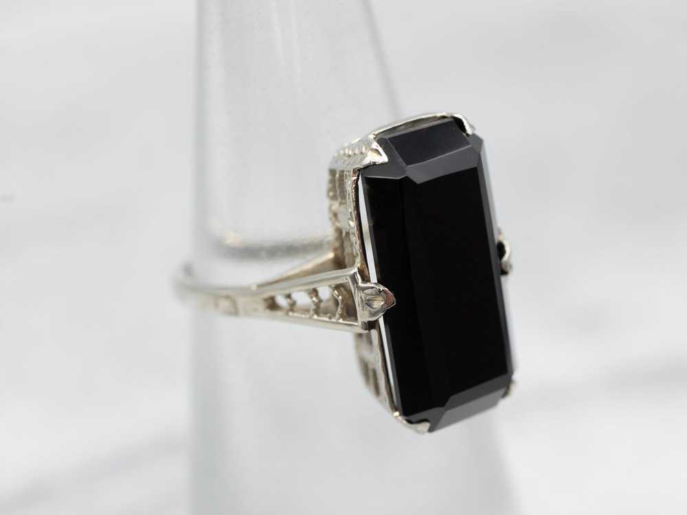 Antique Art Deco Black Onyx Ring - image 4