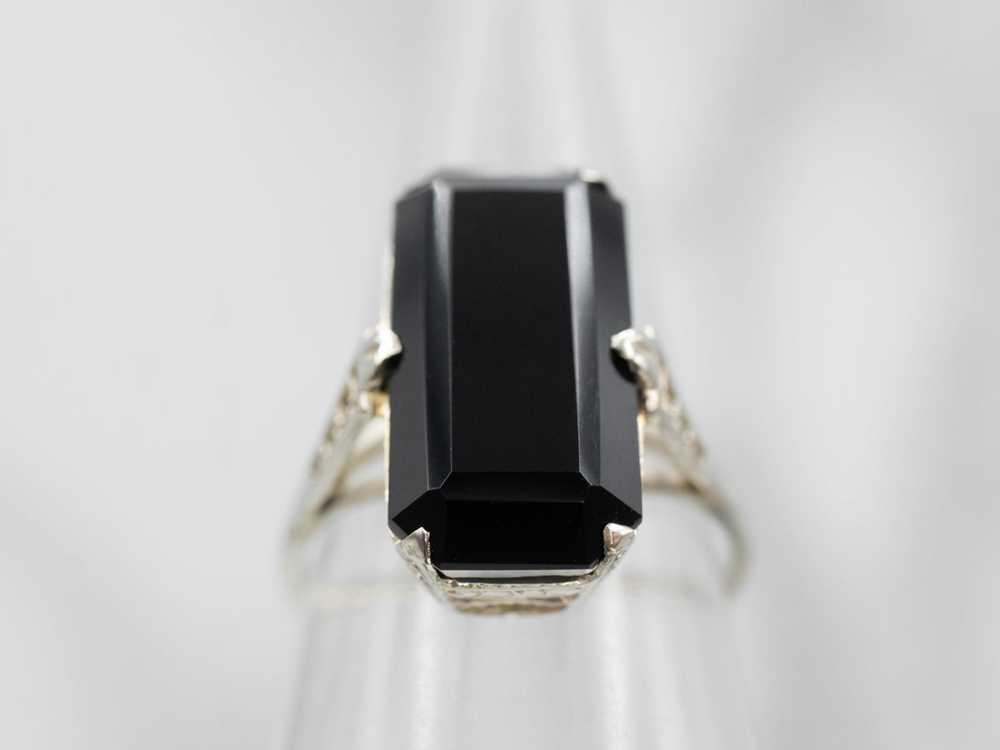 Antique Art Deco Black Onyx Ring - image 5