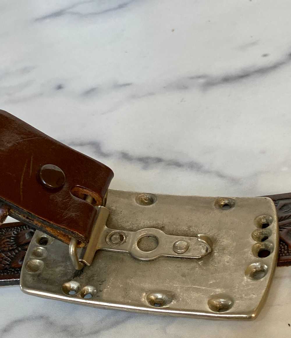 Vintage tooled leather belt - image 3