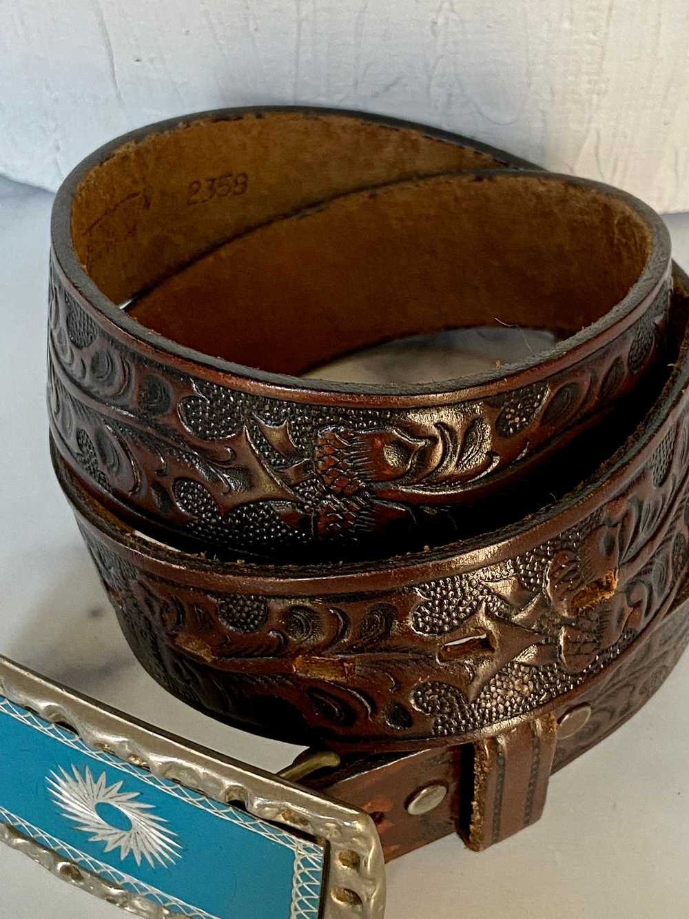 Vintage tooled leather belt - image 6
