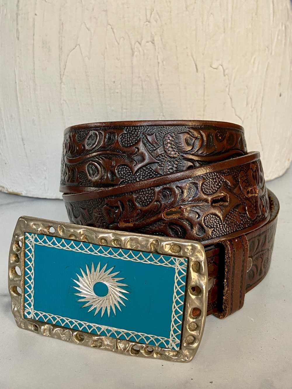 Vintage tooled leather belt - image 7