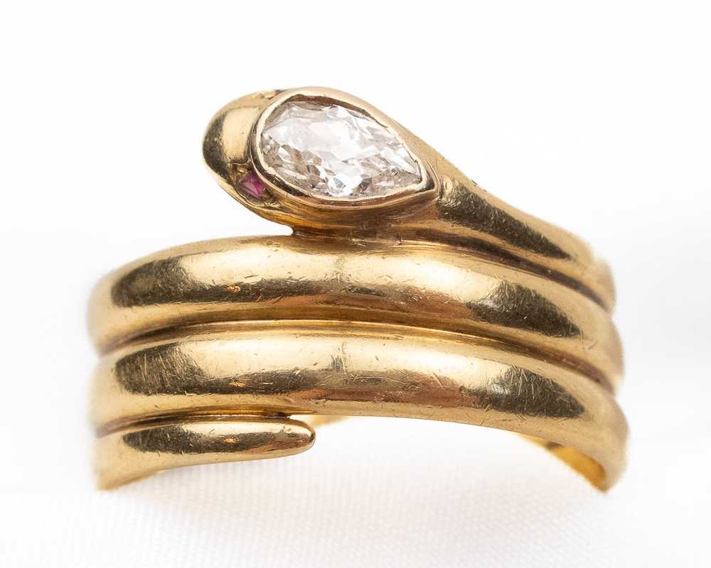 Victorian Diamond Snake Ring - image 1