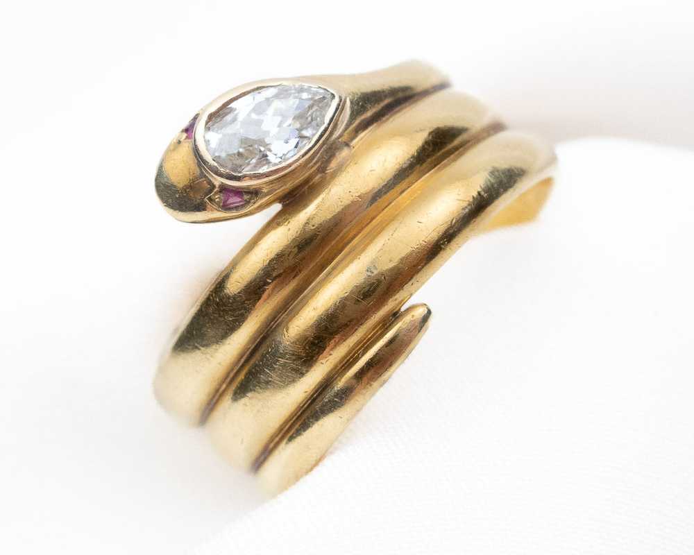 Victorian Diamond Snake Ring - image 2