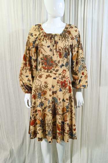 Vintage 60s Mushroom/Butterfly Dress, Full Sleeve 