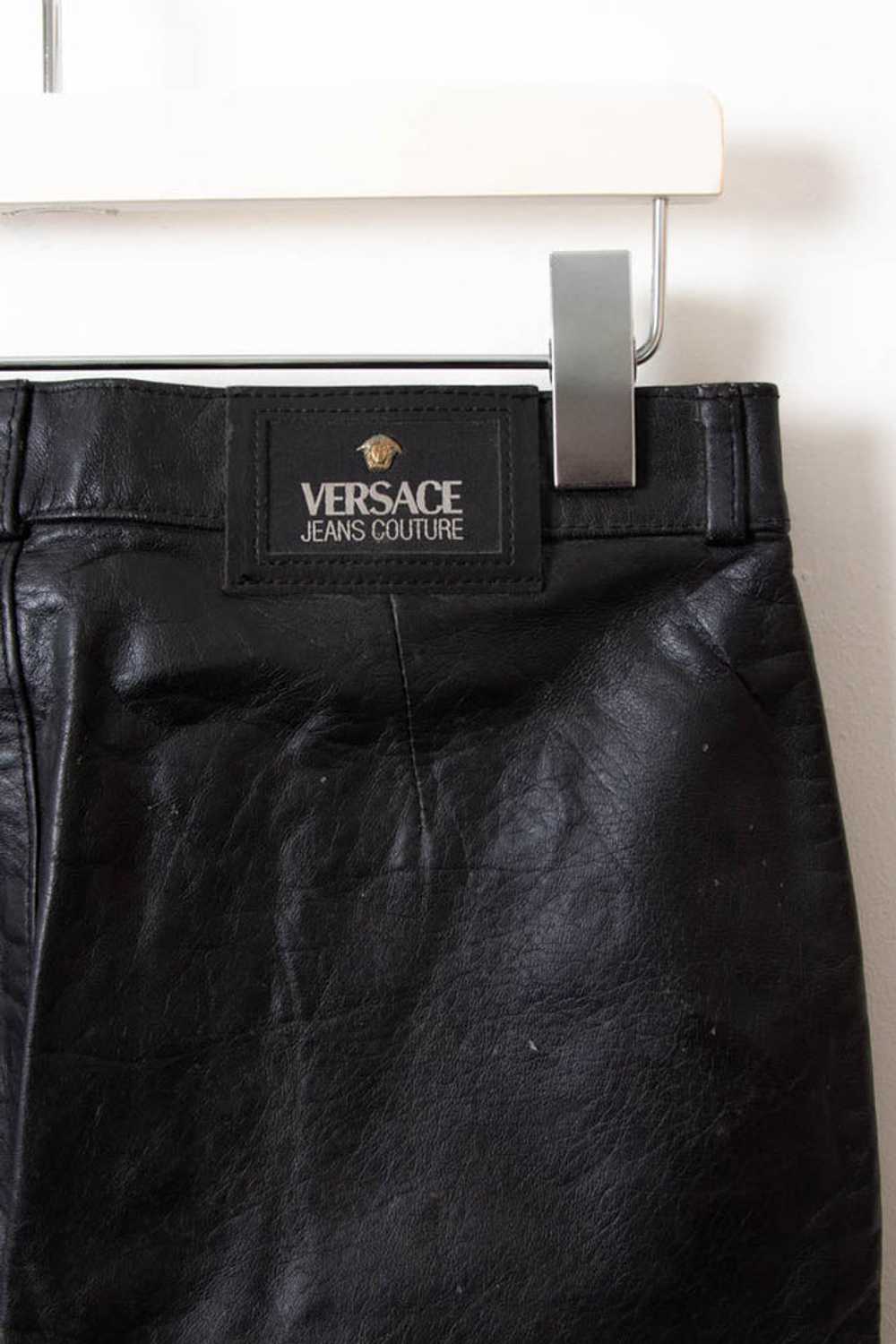 Women's Versace High Waisted Leather Pants (W28) - image 3